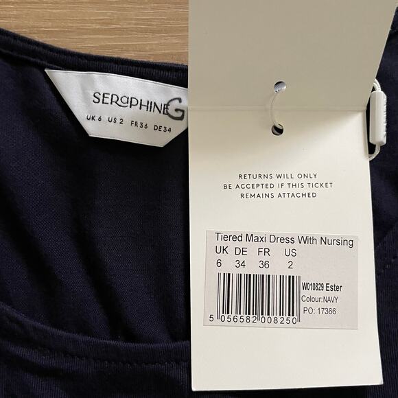 Seraphine Ester Navy Blue Jersey Maternity & Nursing Maxi Dress 2 - Picture 2 of 9